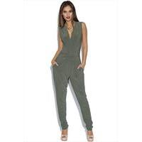 v neck sleeveless jumpsuit