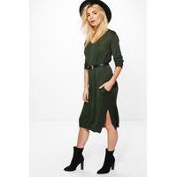 v neck jumper dress khaki