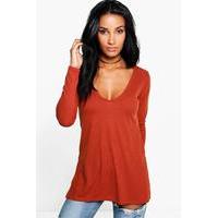 V Neck Rib Knit Jumper - turmeric