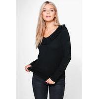 V-Neck Ruffle Jumper - black