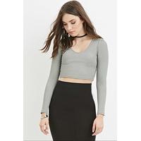 V-Neck Ribbed Crop Top