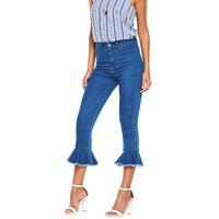 V By Very Petite High Rise Frill Hem Jeans