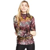 V By Very Long Sleeve Bow Ombre Sequin Top