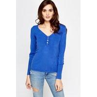 V-Neck Button Detail Knit Top