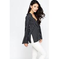 V-Neck Mono Striped Top