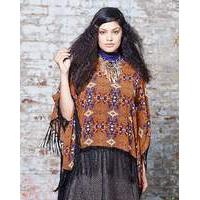 V Neck Fringe Trim Poncho