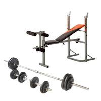 v fit stb09 1 folding weight bench with 50kg cast iron weight set