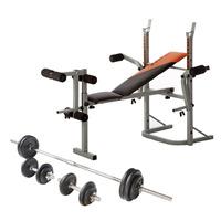 V-fit Folding Weight Bench and Viavito 50kg Cast Iron Weight Set