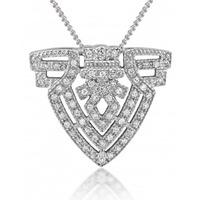 V Jewellery Silver Deco Column Cubic Zirconia Pendant