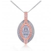 V Jewellery Silver Rose Gold Plated Rose Marquise CZ Pendant 3050