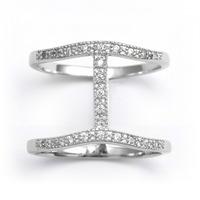 V Jewellery Silver Cubic Zirconia Spine Ring 3098-R