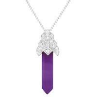 v jewellery silver cubic zirconia amethyst pendant 3026