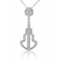 v jewellery silver deco cubic zirconia pendant