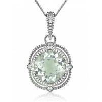 V Jewellery Silver Brilliance Green Amethyst Pendant 3028