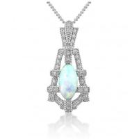 V Jewellery Silver Empire Synthetic Opal And Cubic Zirconia Pendant 3014