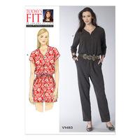 V1483 Vogue Patterns Misses Raglan Sleeve Jumpsuit and Romper 379255