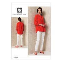 v1509 vogue patterns misses banded tunic with yoke and tapered pants 3 ...