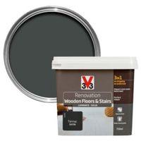 V33 Renovation Tarmac Satin Wooden Floor & Stairs Paint 750ml