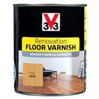 v33 renovation clear satin floor varnish 750ml