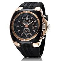 v6 mens watch japanese quartz military gold case rubber band cool watc ...
