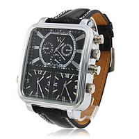 V6 Men\'s Watch Dress Watch Three Time Zones Rectangle Dial Cool Watch Unique Watch Fashion Watch