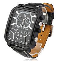 V6 Argus Panoptes - Men\'s Watch Military Triple-Movement Square Dial Leather Strap Cool Watch Unique Watch Fashion Watch