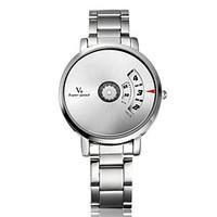 V6 Men\'s Fashion Binary Display Silver Steel Band Quartz Watch Cool Watch Unique Watch