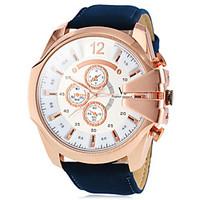 V6 Men\'s Watch Military Style Rose Gold Case Leather Band Cool Watch Unique Watch Fashion Watch