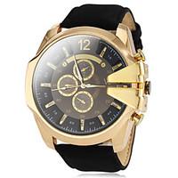 V6 Men\'s Military Style Gold Case Leather Band Quartz Wrist Watch (Assorted Colors) Cool Watch Unique Watch Fashion Watch