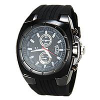 V6 Men\'s Military Style Black Dial Silicone Band Quartz Wrist Watch Cool Watch Unique Watch