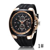 V6 Series Fashionable Silicone Strap Fake Two Men Sports Watch Business Table Cool Watches Unique Watches