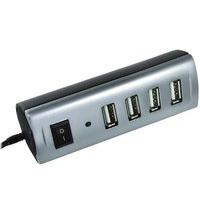 V7 USB Hub 4-port Power Euro Adapter - Silver/Black USB2.0