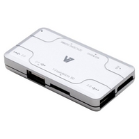 V7 CARD READER USB 2.0 SILVER - SD MINISD MICROSD MMC MEM-STICK IN