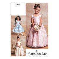 V7681 Vogue Patterns Children\'s Girls Lined Evening Dress 379420