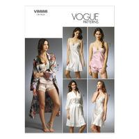 v8888 vogue patterns misses robe slip camisole and panties 379949