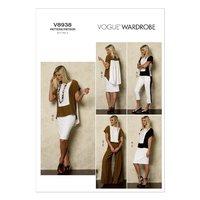 V8938 Vogue Patterns Misses Top Skirt and Pants 380229