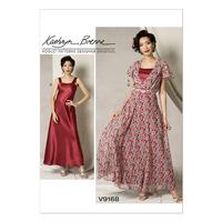 V9168 Vogue Patterns Misses Flutter Sleeve Dress Belt and Slip 380955
