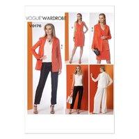 V9176 Vogue Patterns Misses Notch Collar Back Pleat Jacket Top Dress and Pants 380965