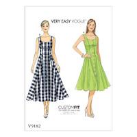 V9182 Vogue Patterns Misses Button Down Flared Skirt Dresses 380980