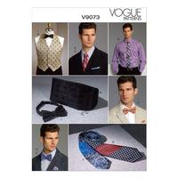 V9073 Vogue Patterns Mens Vest Cummerbund Pocket Square and Ties 380651