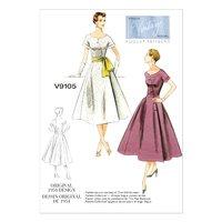 v9105 vogue patterns misses dress and sash 380743