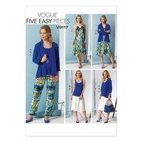 V9117 Vogue Patterns Misses Cardigan Top Dress Skirt and Pants 380771