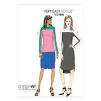 V9166 Vogue Patterns Misses Contrast Yoke Tunic Dress and Skirt 380950