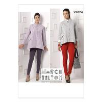 v9174 vogue patterns misses double collar shirts and seam detail pants ...