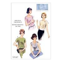 V9187 Vogue Patterns Misses Jewel or Scoop Neck Princess Seam Tops 380989