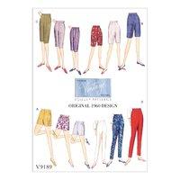 V9189 Vogue Patterns Misses Shorts and Tapered Pants 380995