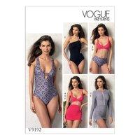 V9192 Vogue Patterns Misses Wrap Top Bikini One Piece Swimsuits and Cover Ups 381004