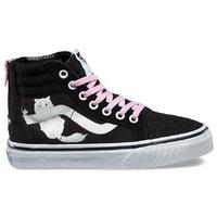 Vans Sk8-Hi Zip Kids Shoes - (Hidden Kittens) Black/True White