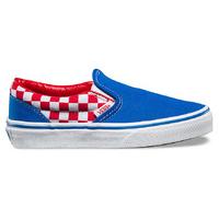 Vans Classic Slip-On Kids Shoes - (Checkerboard) Racing Red/Imperial Blue