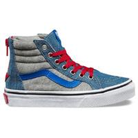 Vans Sk8-Hi Zip Kids Skate Shoes - (Jersey & Denim) Imperial Blue/White